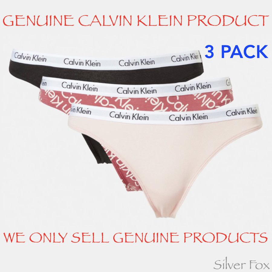 3 PACK CALVIN KLEIN WOMENS COTTON G STRING THONG UNDERWEAR UNDIES HIP BRIEFS