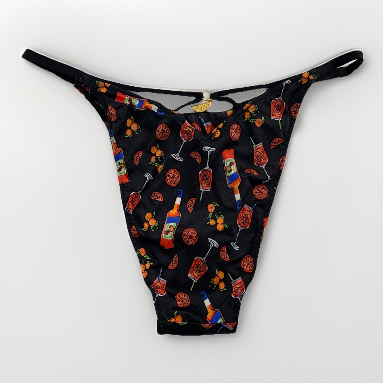 Victoria’s Secret NWT Brazilian Bikini Bottom Large Black Cocktail Citrus