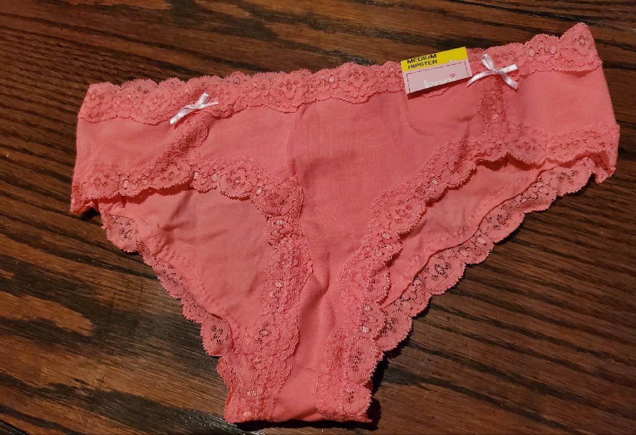 NWT JENNI COTTON SPANDEX HIPSTER PANTIES LACE WAISTBAND CORAL 917201 M