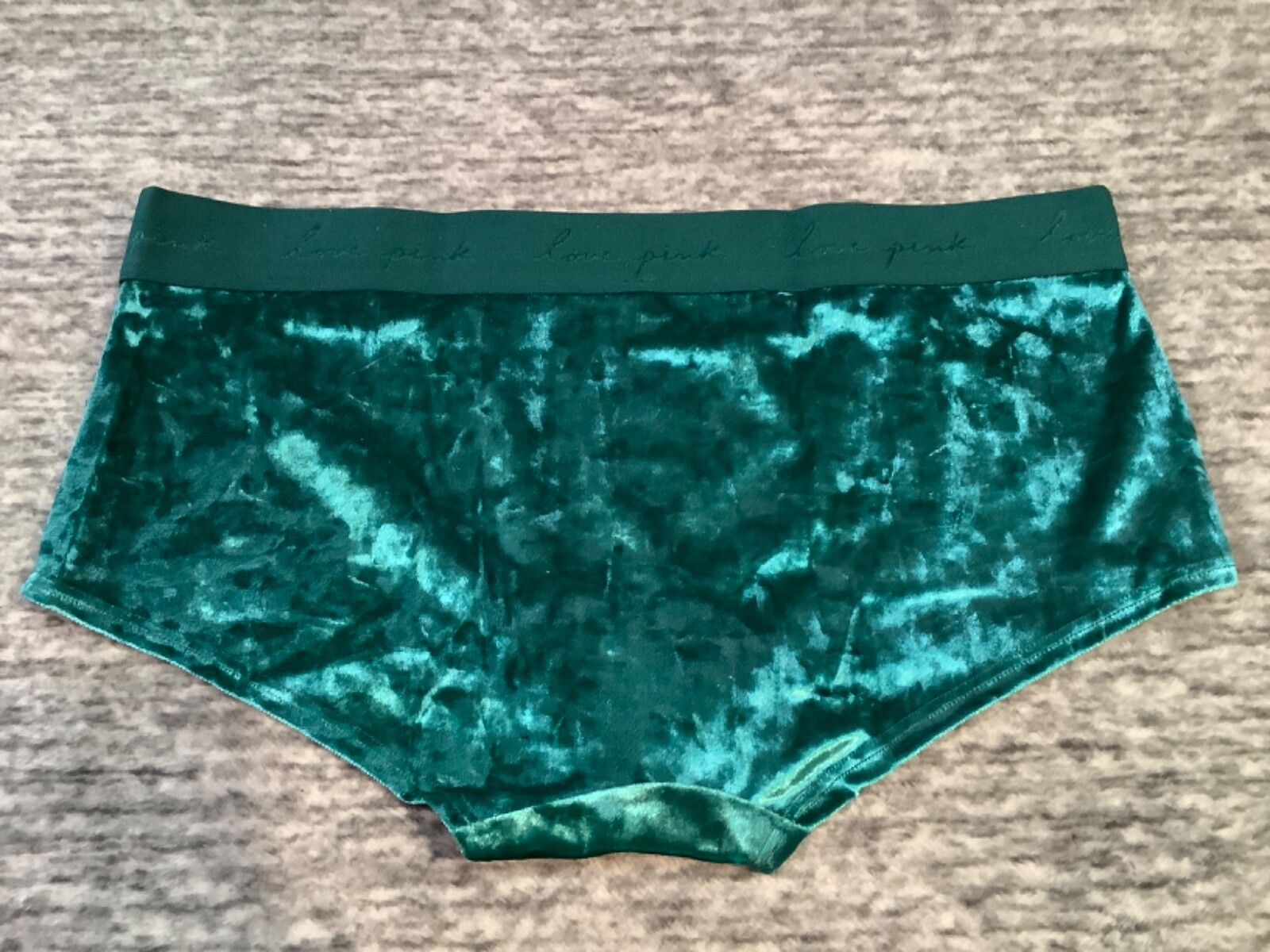 Victoria’s Secret Pink Crushed Velvet Boyshort Shortie Panties Dark Garden L XL