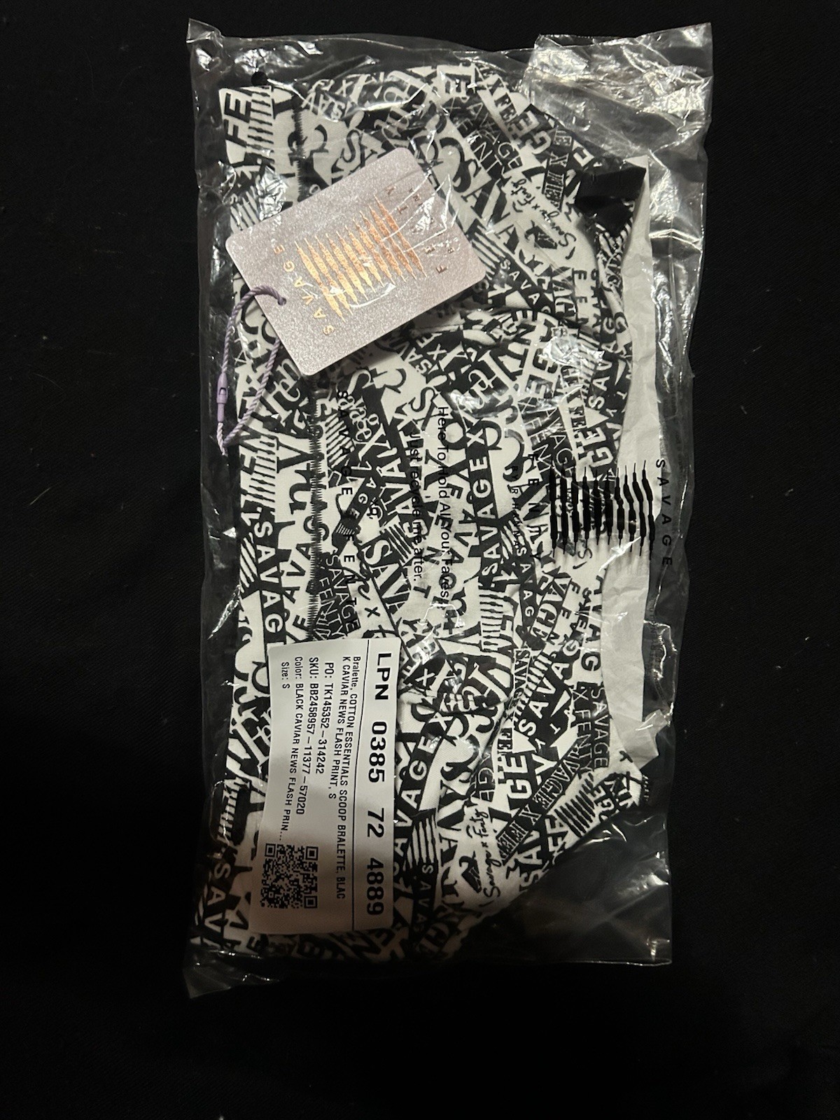 Savage X Fenty Black/White Logo Cotton Panties 1 Pack Women’s Size S