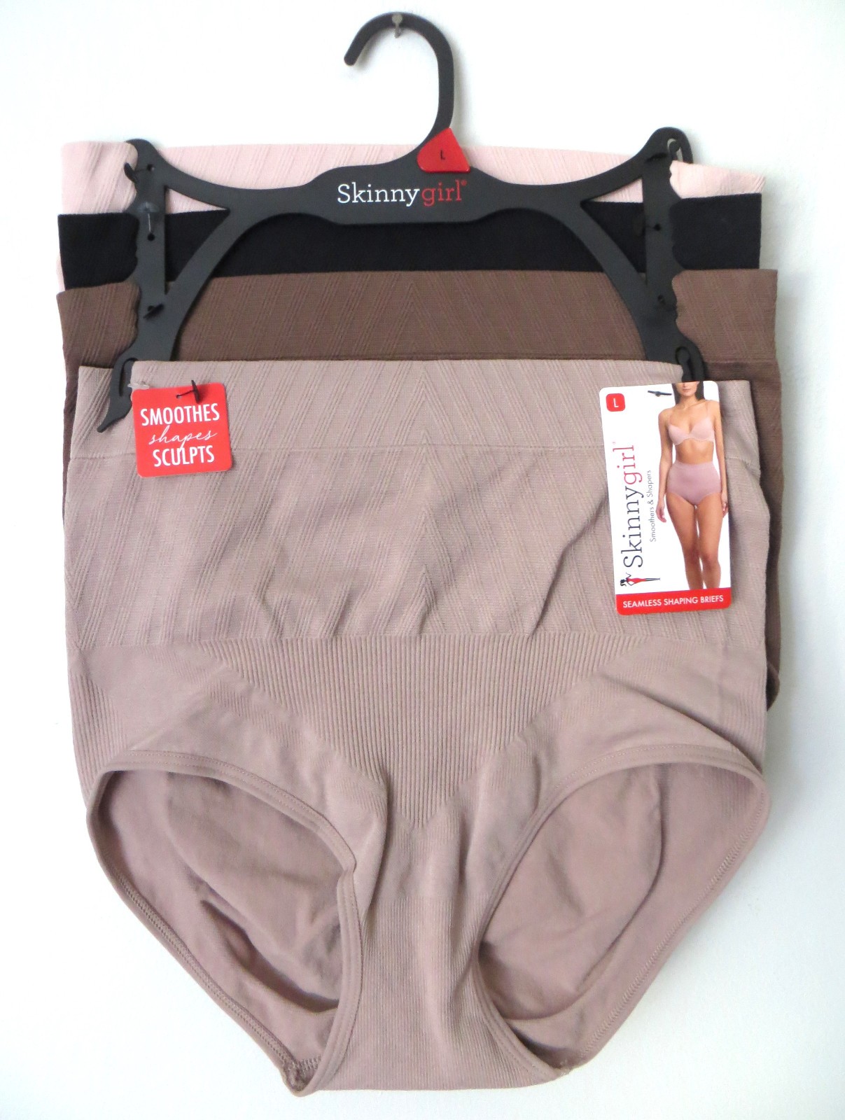Skinny Girl Shaping Briefs Panties Size L- 4 Pack #6076 NEW w/ Tag $48.00