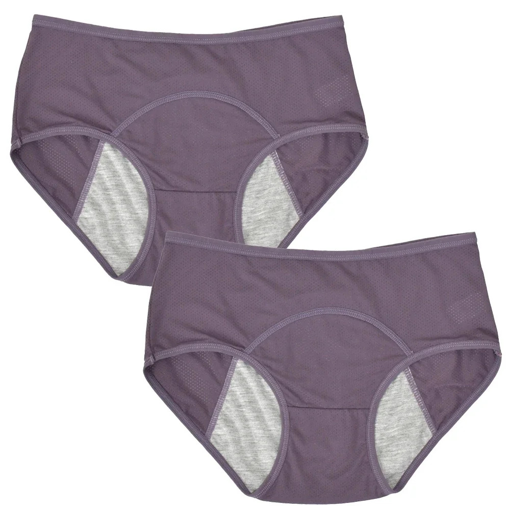 Mid Rise Menstrual Panties Briefs Leak Proof Solid Color Breathable Comfort Fit