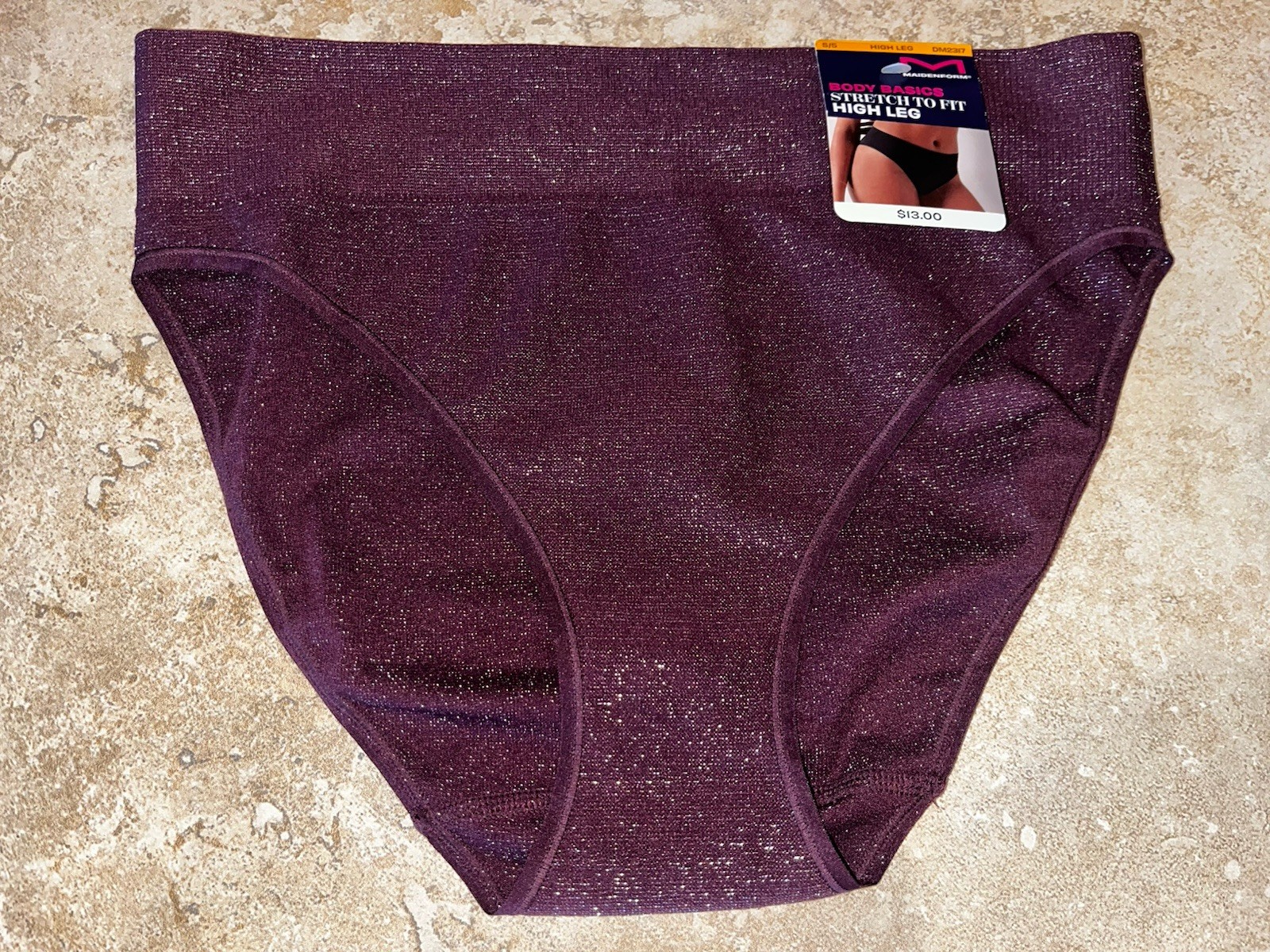 NWT Maidenform Maroon Metallic Seamless High Leg Bikini Panty Small 5