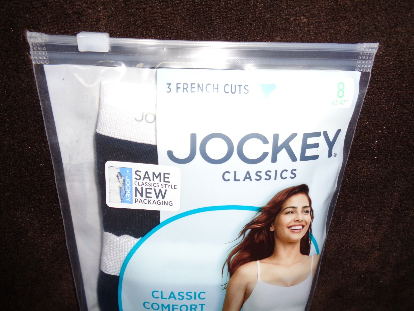 WOMEN’S SIZE 8 JOCKEY CLASSIC FRENCH HI-CUT BLACK 3-PACK UNDERWEAR 100% COTTON