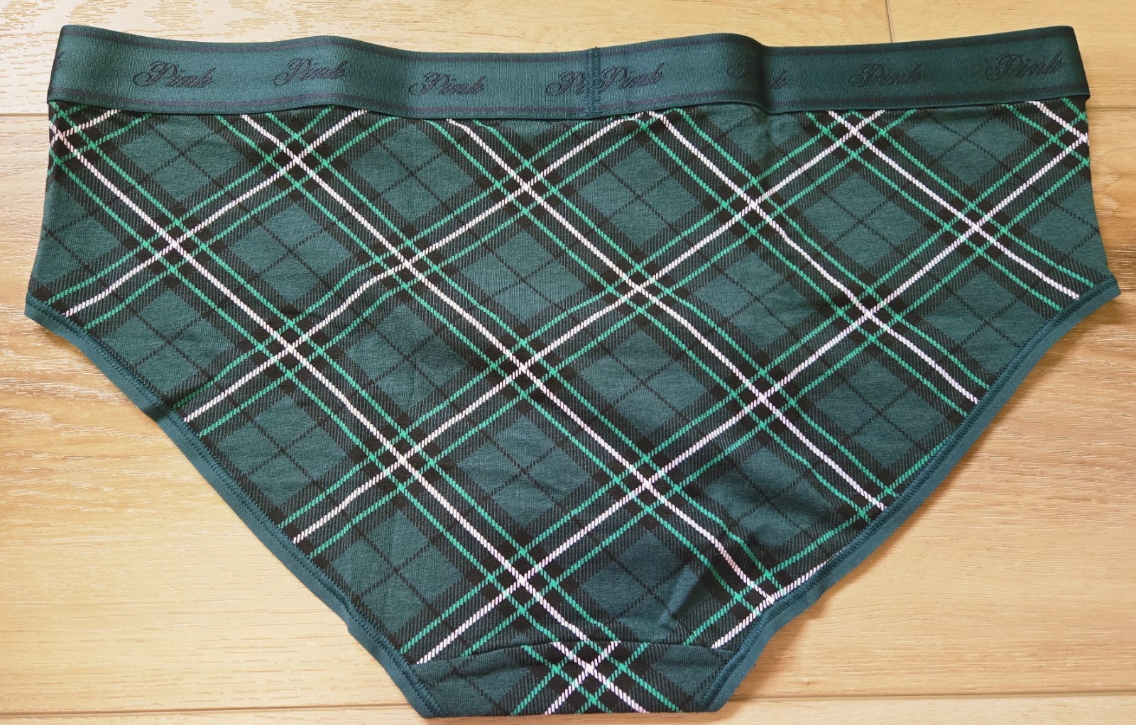 NWT Victoria’s Secret PINK Plaid Cotton Logo Waistband Hiphugger Panties XL