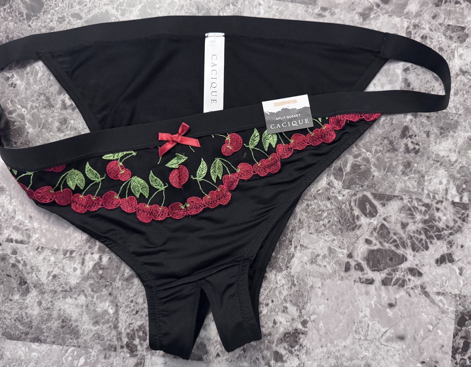 NWT CACIQUE LANE BRYANT 22/24 CHERRY SPLIT GUSSET CROTCHLESS BRAZILIAN PANTIES