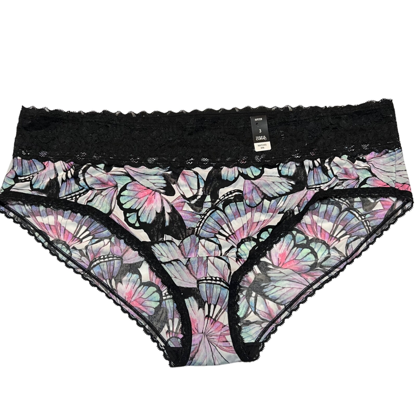 NWT TORRID Hipster Pantie Sz 1X-2X-3X-4X Black Pink Silky Lace