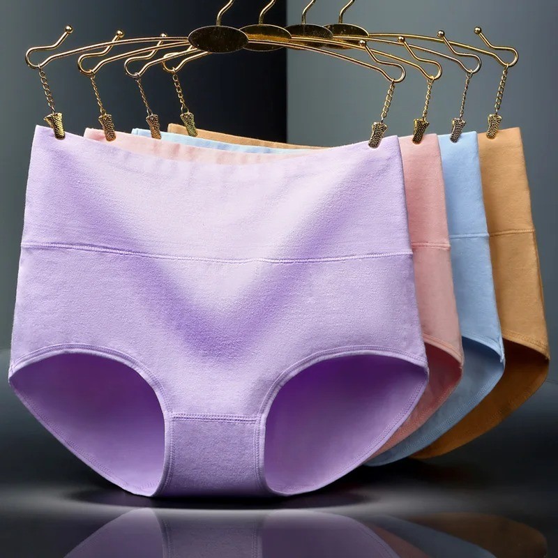 4 Pack Women’s High Waist Cotton Briefs Tummy Control Soft Stretch Underwear