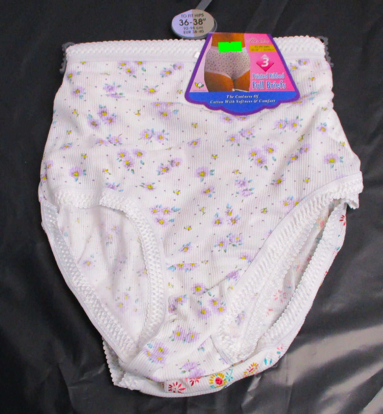 Ladies 3 Pack 100% Ribbed Cotton Full Briefs Sizes :38-40″,42-44″,46-48″,50-52″