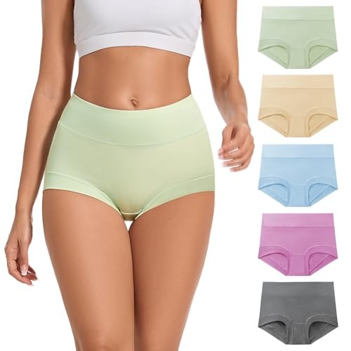5 Pack Womens Cotton High Waisted Full Coverage 3X-Large Multicolor-5pack