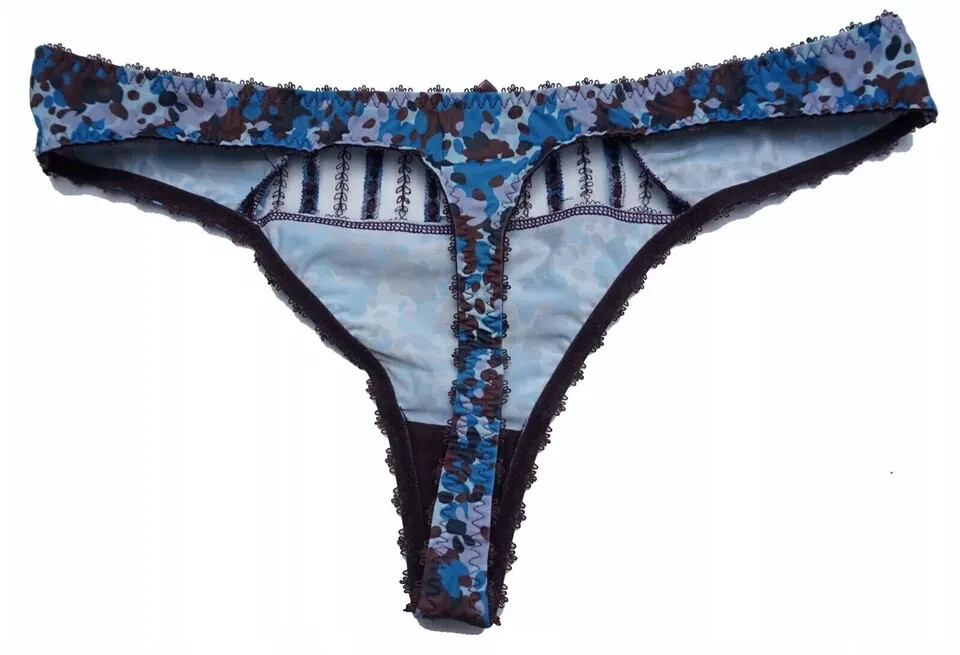 Freya Tara Thong Purple Blue Lace Mesh Size M 12 14 Knickers Lingerie 4607 New