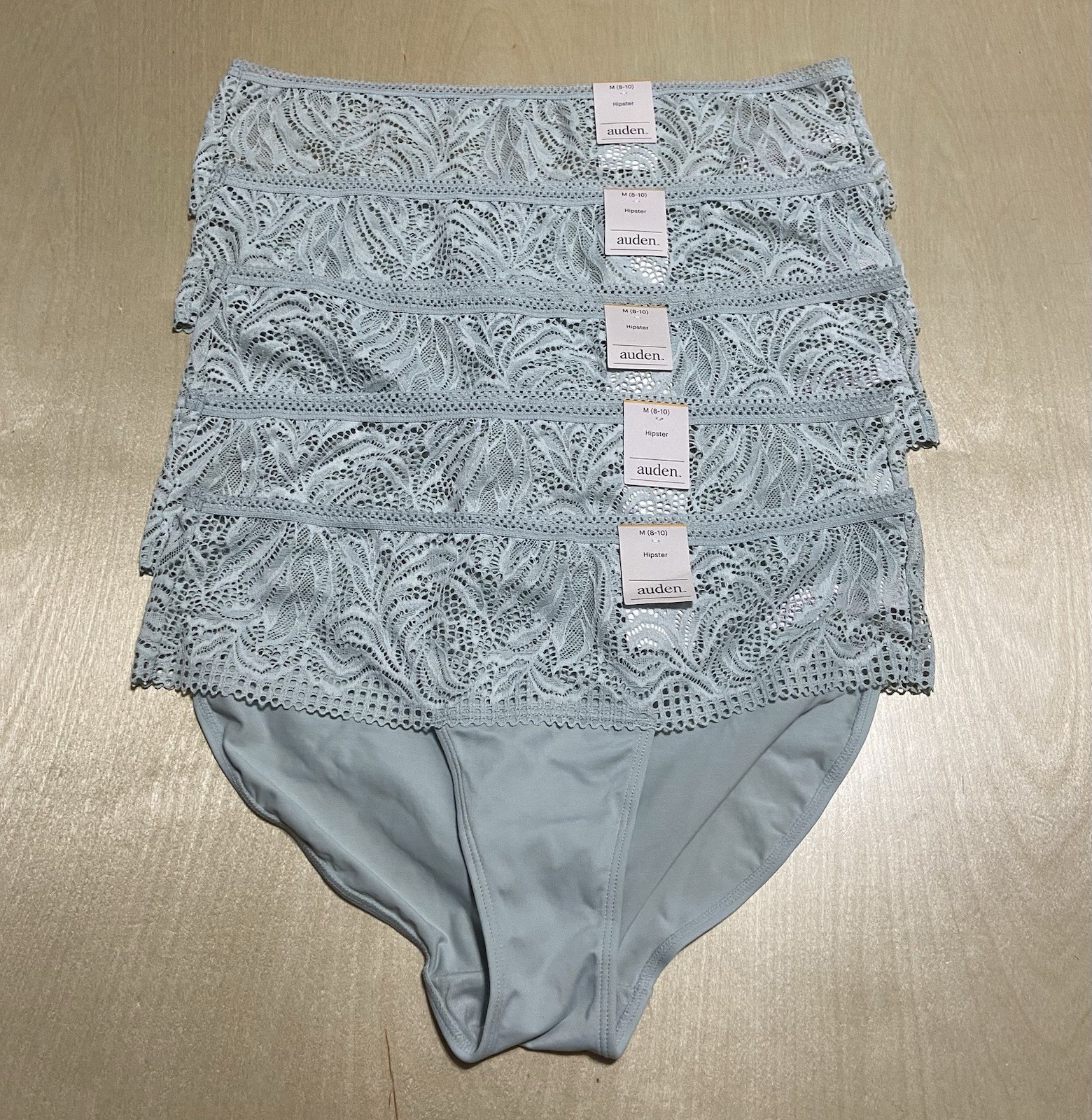 Auden Women’s Size Medium (8-10) Lace Floral Soft Hipster Panties in Blue 5 Pack