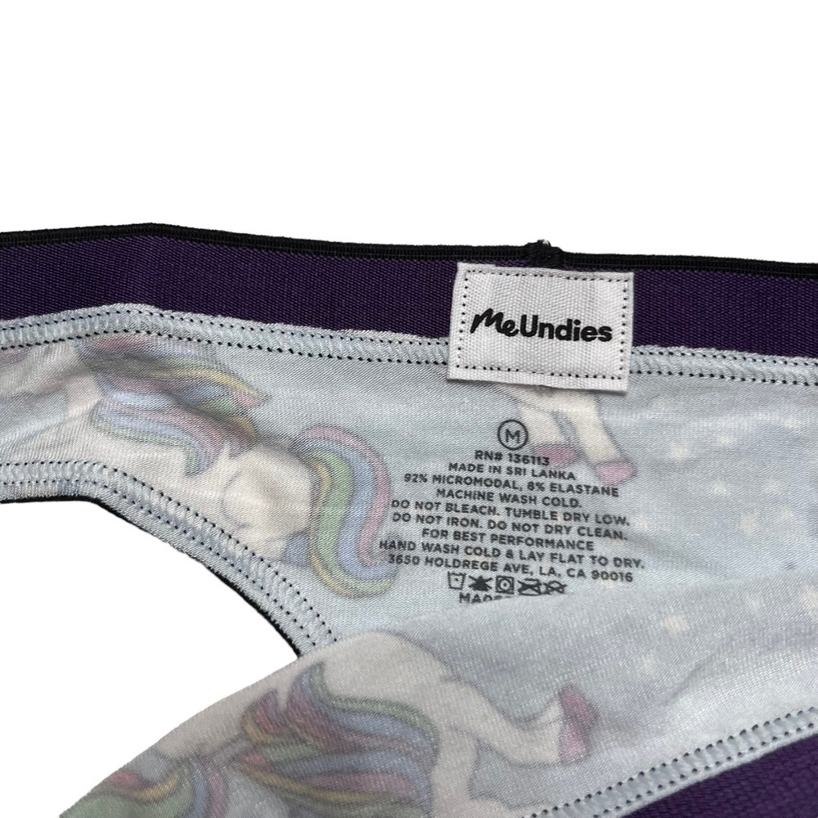 MeUndies Unicorn Rainbow Stars Light Blue Print Thong Size Medium