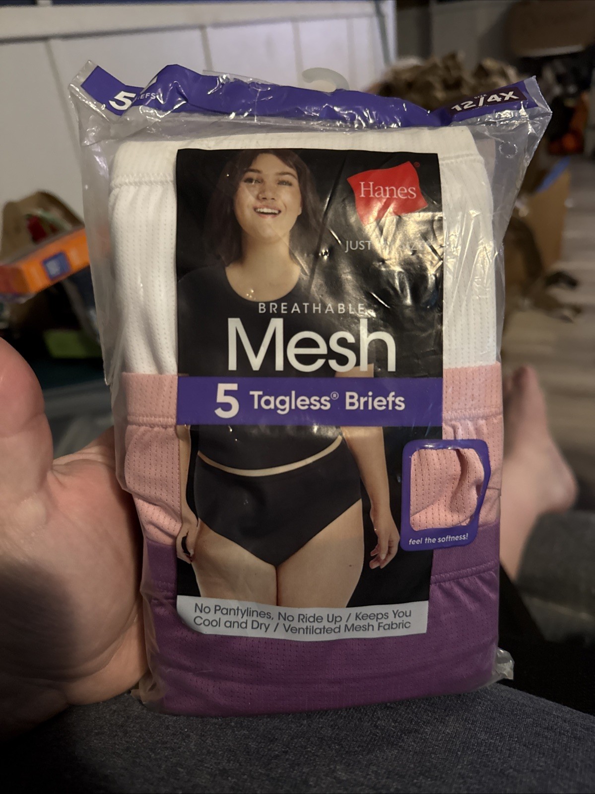 HANES Just My Size Women’s Size 12/4x Mesh Tagless Briefs Underwear 5-pack