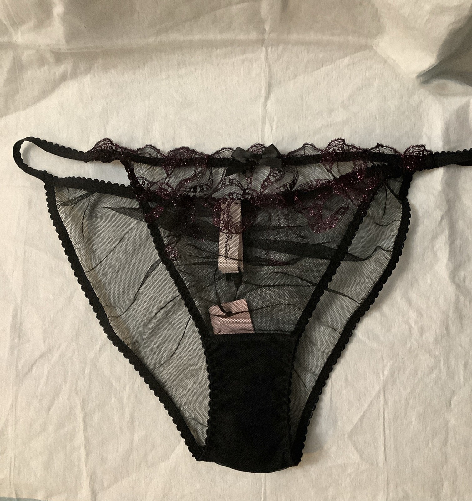 Agent Provocateur Louella Black / Pink Mesh & Lace Brief Sz. 5 NWT