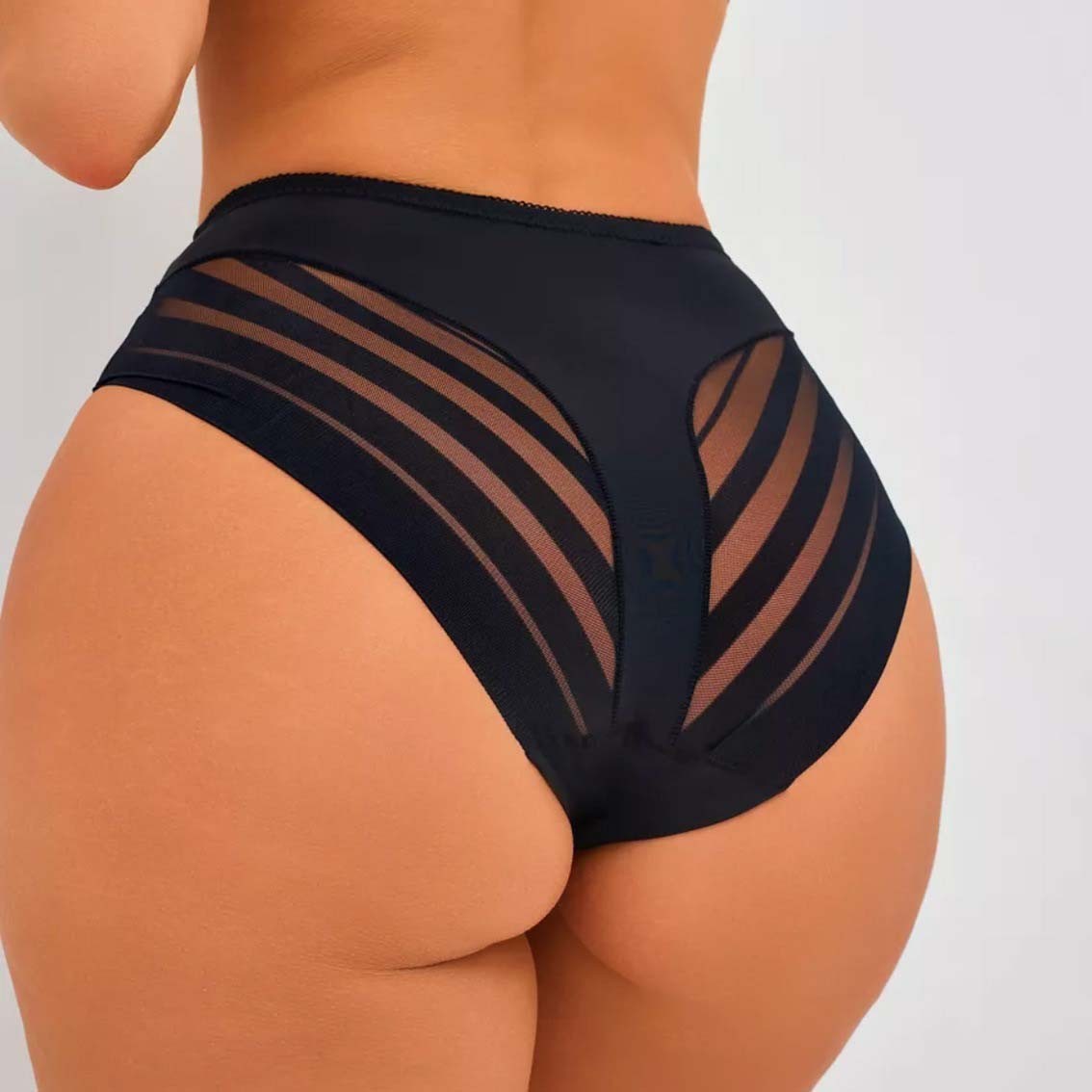 Women High Waist Sheer Mesh Breathable Briefs for Yoga Cycling Beach Vacation
