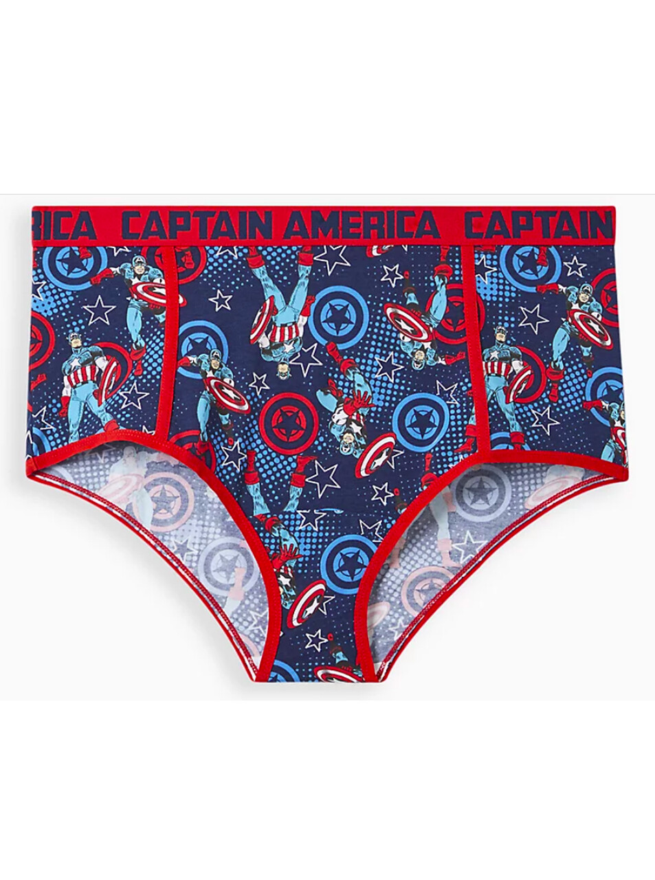 Torrid Captain America Brief Panty Plus Size 00 (XS) Mid Rise Cotton Marvel New