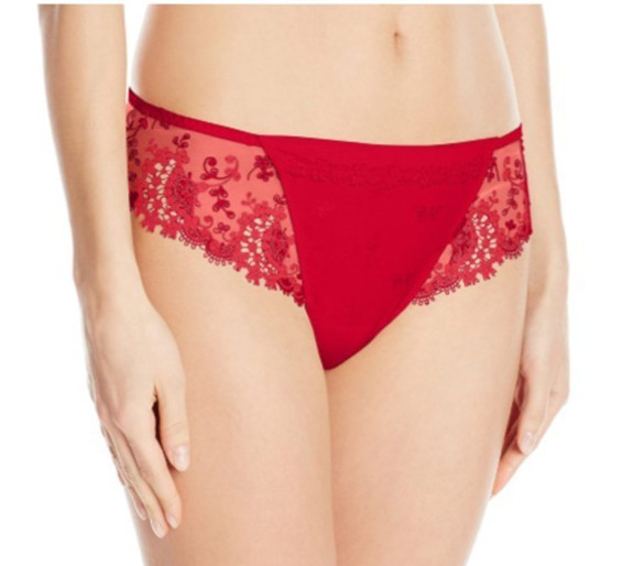 Simone Perele Bikini Panty XS Lace Seamless French Designer Lingerie Ruby Red