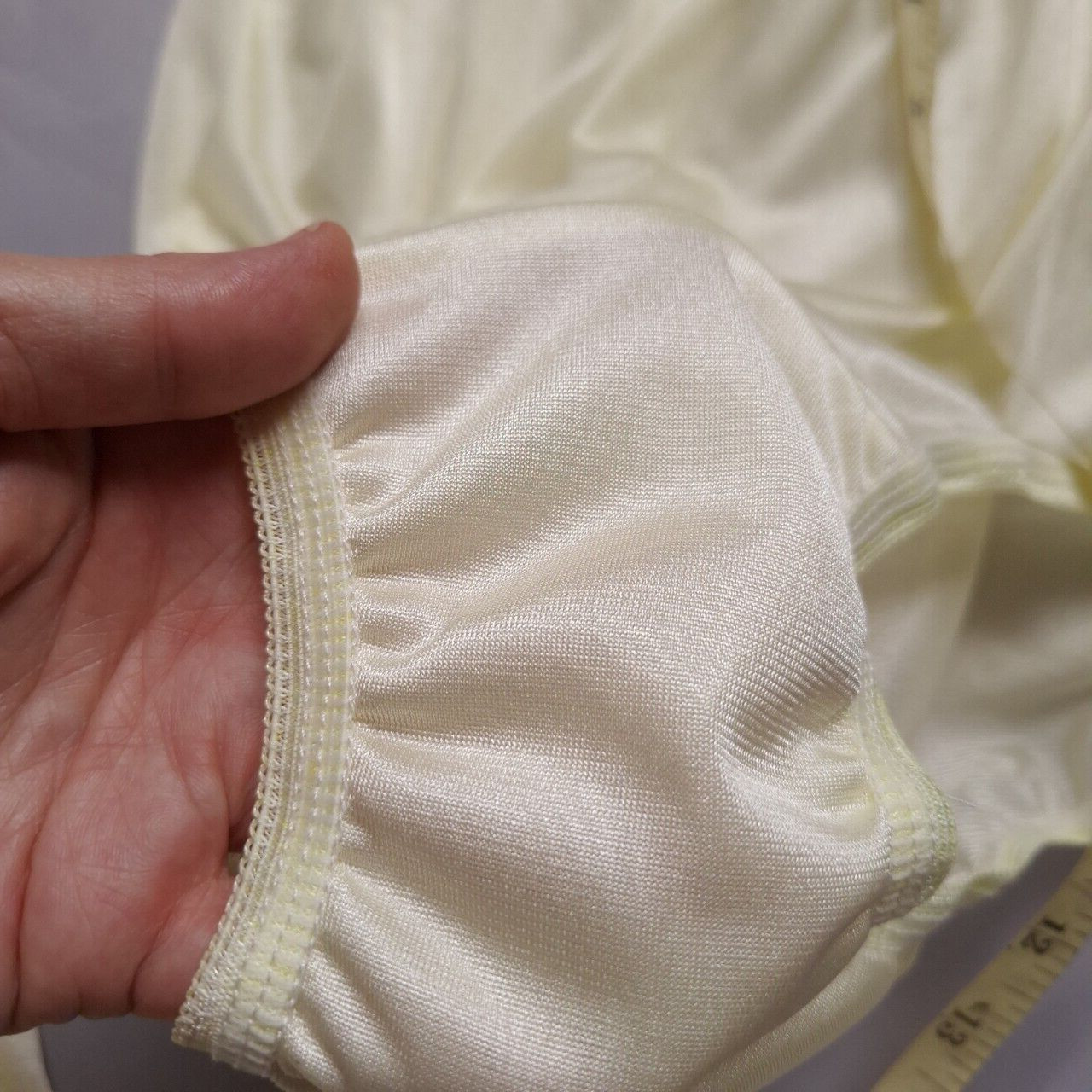 6 Yellow Underwear Nylon Silky Soft Panty Light Panties Full Waist28″-34″ Size M
