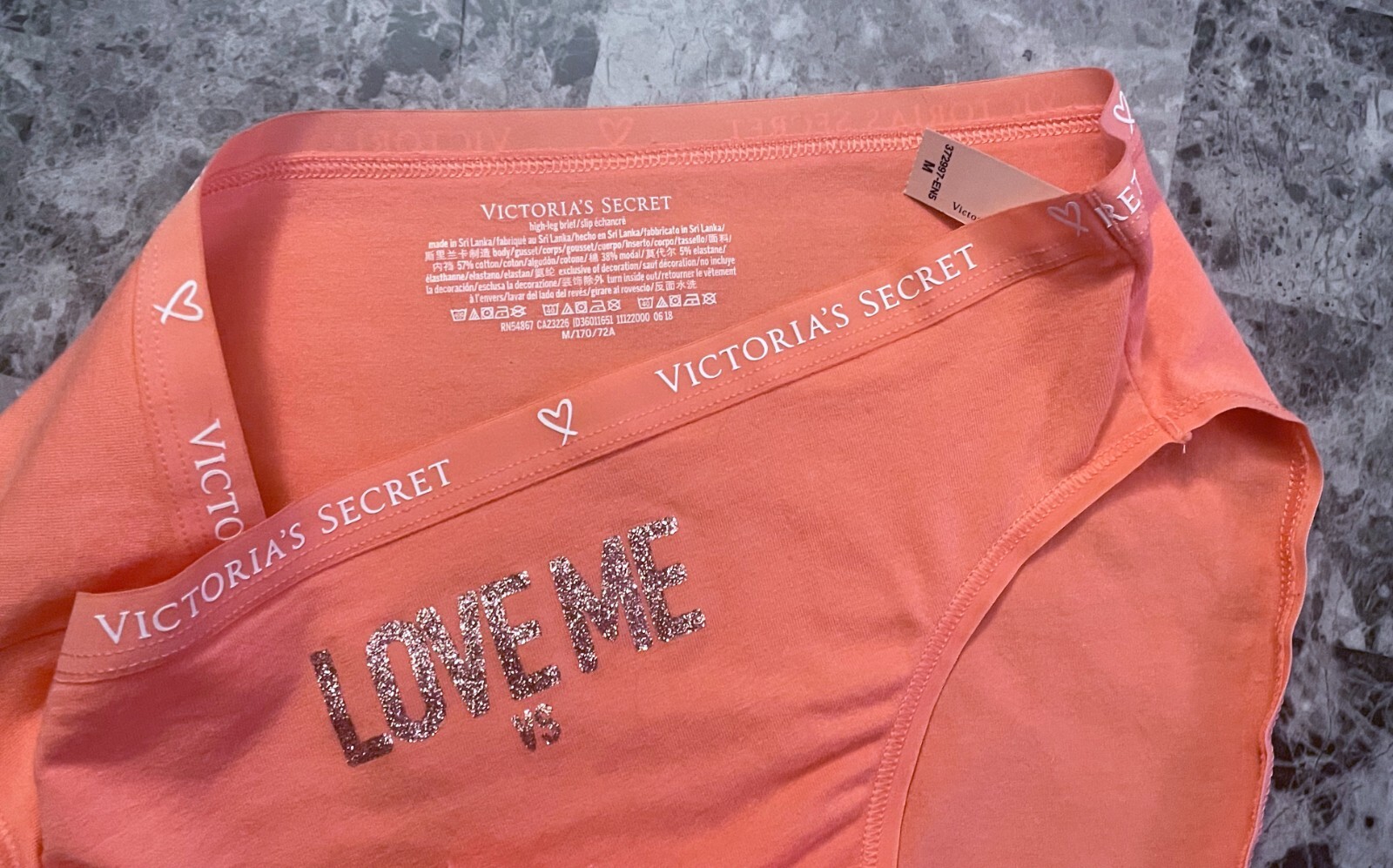 NWT VICTORIA’S SECRET MEDIUM CORAL LOGO LIGHTWEIGHT BAND HIGH LEG BRIEF PANTIES