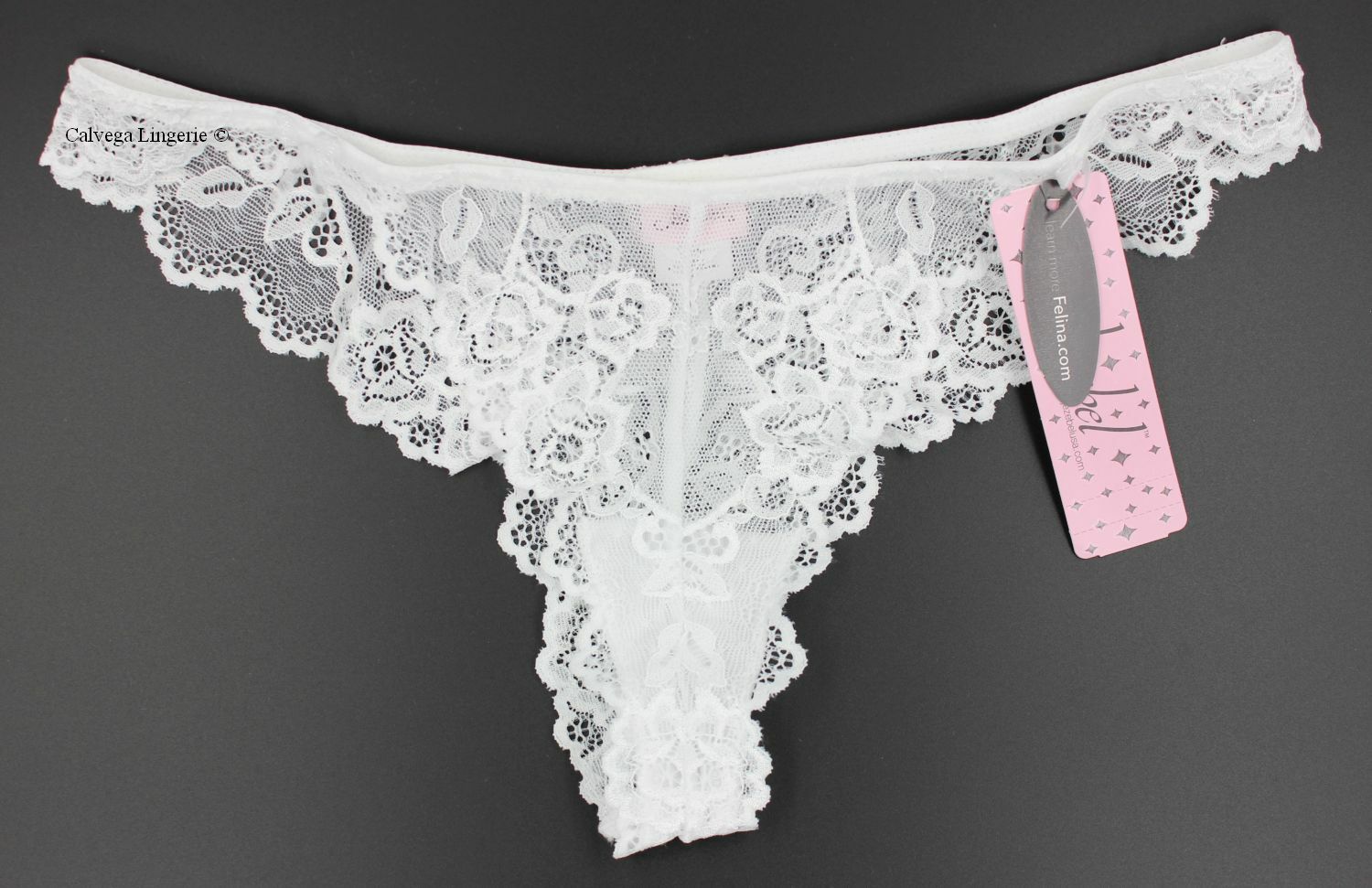 NWT JEZEBEL 50533 “Caress” Low Rise Lace Tanga Panty, White (WHT), Bridal
