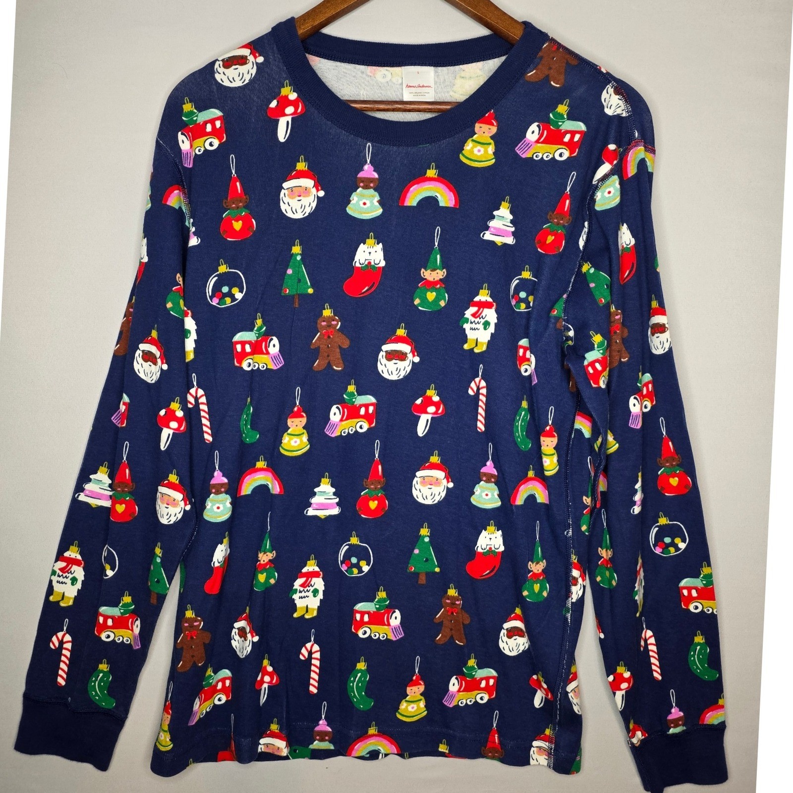 Hanna Andersson Women’s Large Holiday Print Long John Pajama Top Organic Cotton
