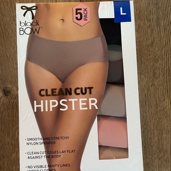 Black Bow Ladies’ Clean Cut Hipster 5-Pack, Multicolor, Size L