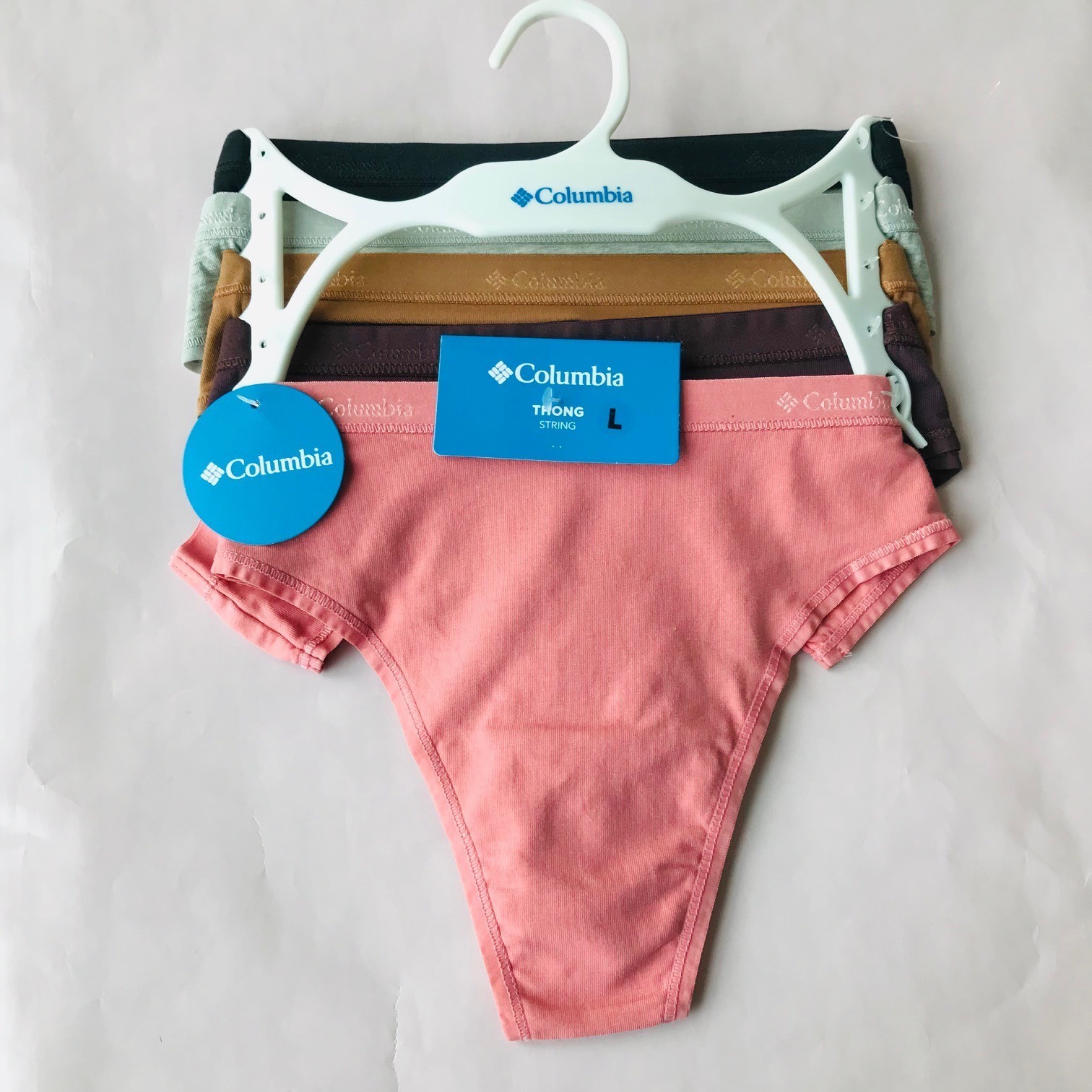 Columbia Women’s Thongs Cotton Underwear 93% Cotton Set of 5 Sz : L