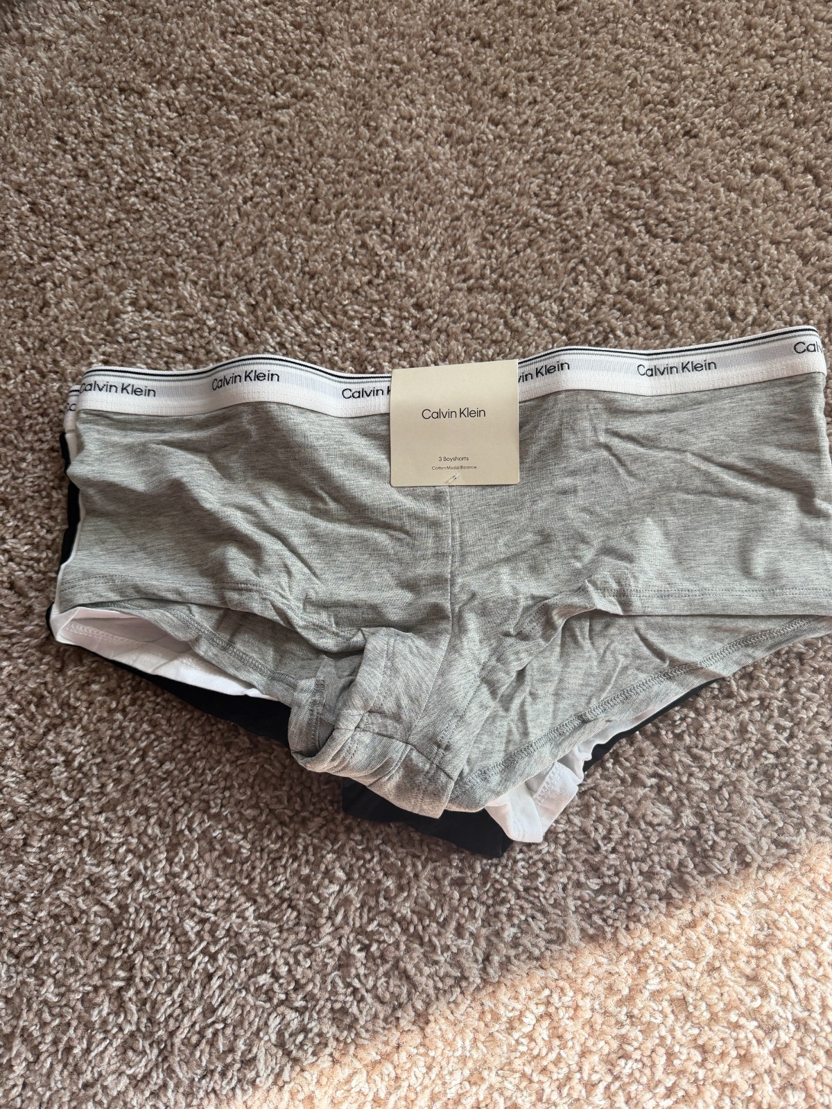 BNWT Calvin Klein 3pk women’s Cotton/Modal/Elastane boyshorts, Size L, QP32780