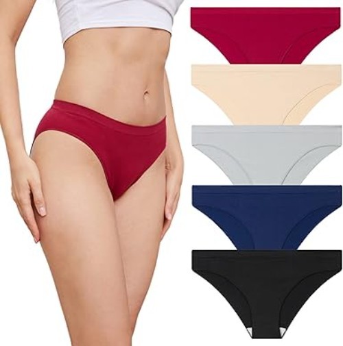 Womens Cheeky Bikini Panties 5 Pack Seamless No Show Soft Hipster Briefs New USA
