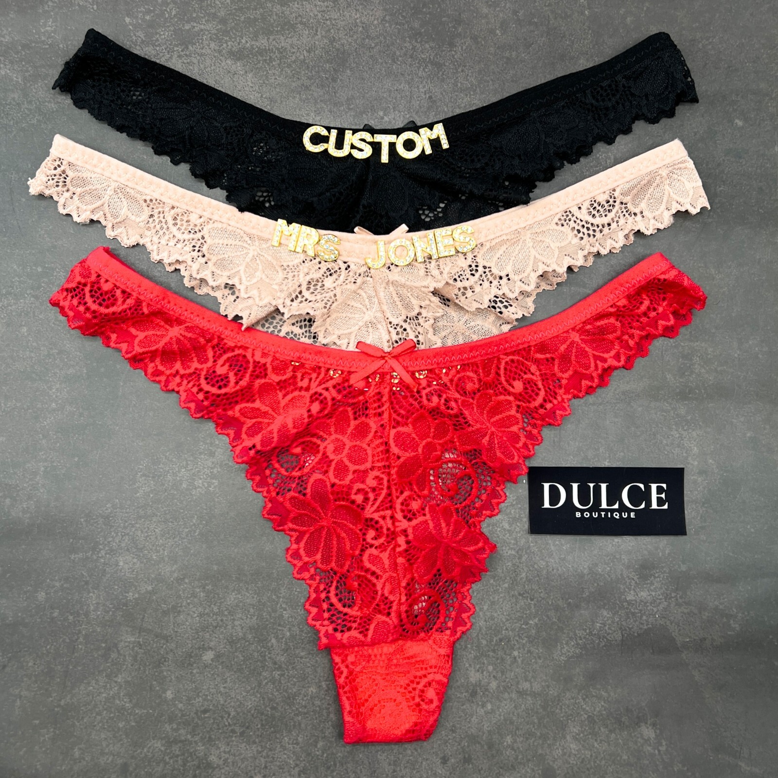 Custom Name Thong Sexy Panties With Crystal Letter Lingerie Custom Underwear