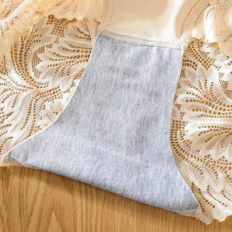 Mid Rise Silk Lace Panties Women Seamless Soft Stretch Breathable Comfort Briefs