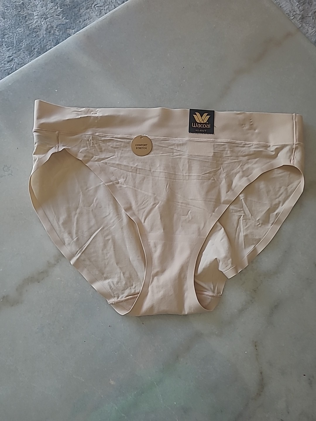 Wacoal High Cul Comfort Stretch Wide Band Panty Size 2XL Cream Nwt