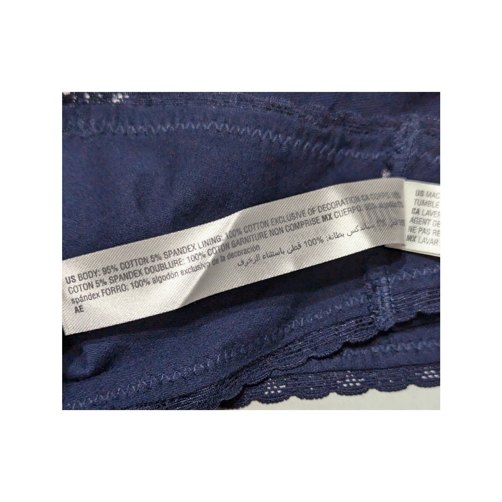 Jenni Intimates Navy Blue Lace Trim Bikini Panty Cotton Underwear Plus Size XXXL