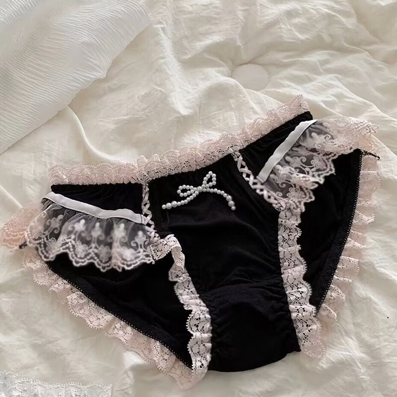 Lolita Girls Lace Bow Underpants Low Waist Panties Briefs Japanese Sweet Knicker