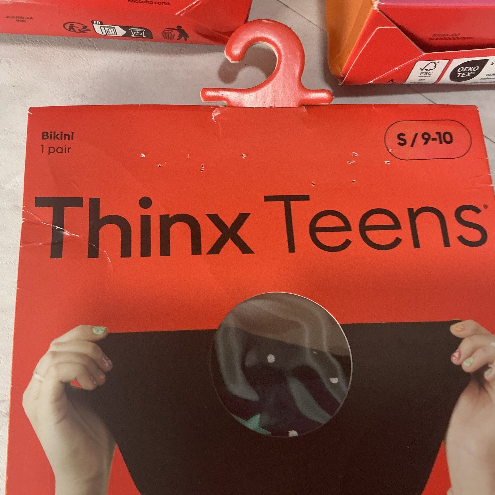 Thinx Teens Bikini Leakproof 12 Hr. Period Underwear 2-Black 1-Stars Sm9-10 READ