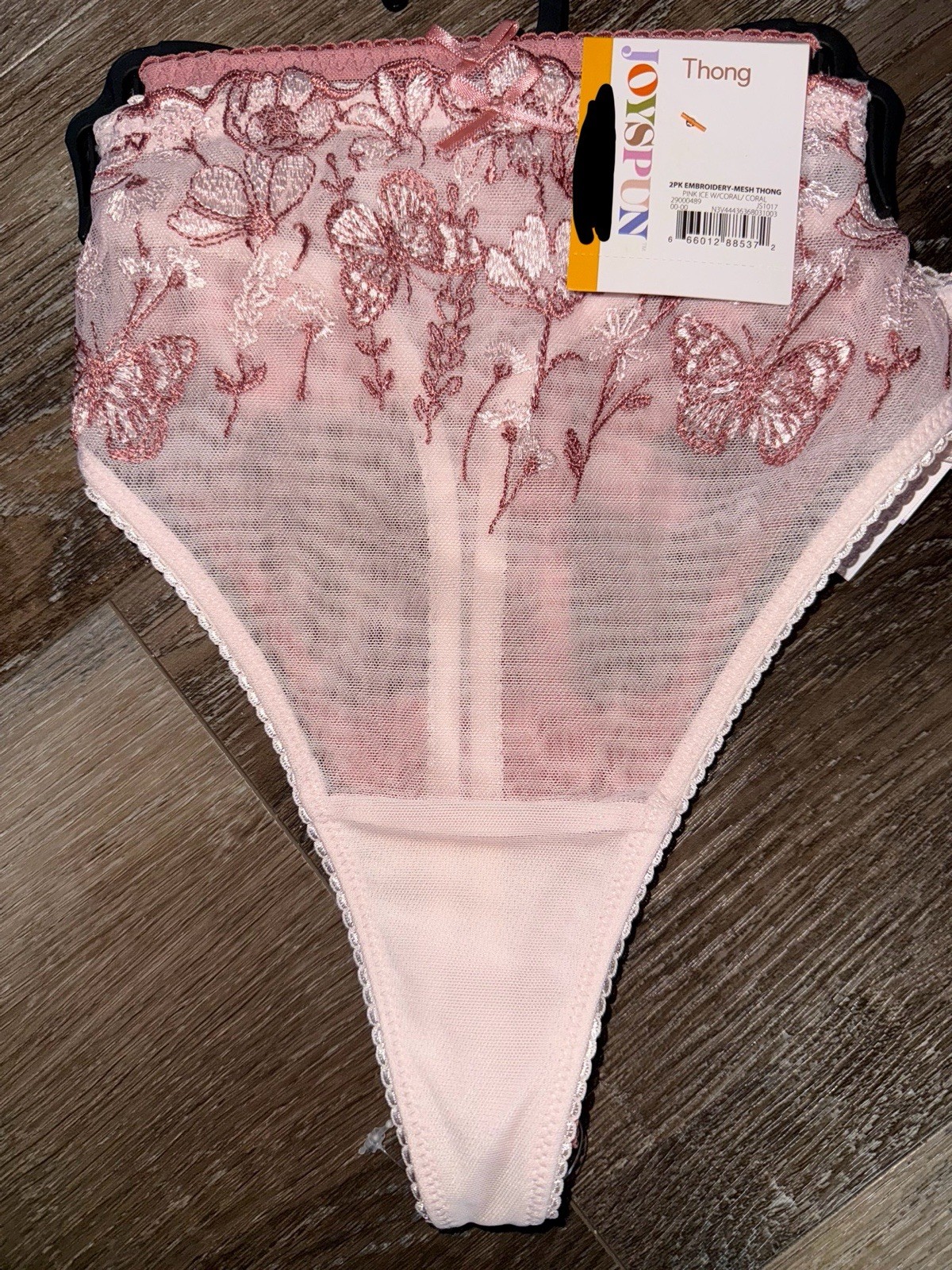 Joyspun ~ 2-Pair Womens Thong Underwear Panties Lace Nylon Embroidered (A)~ M