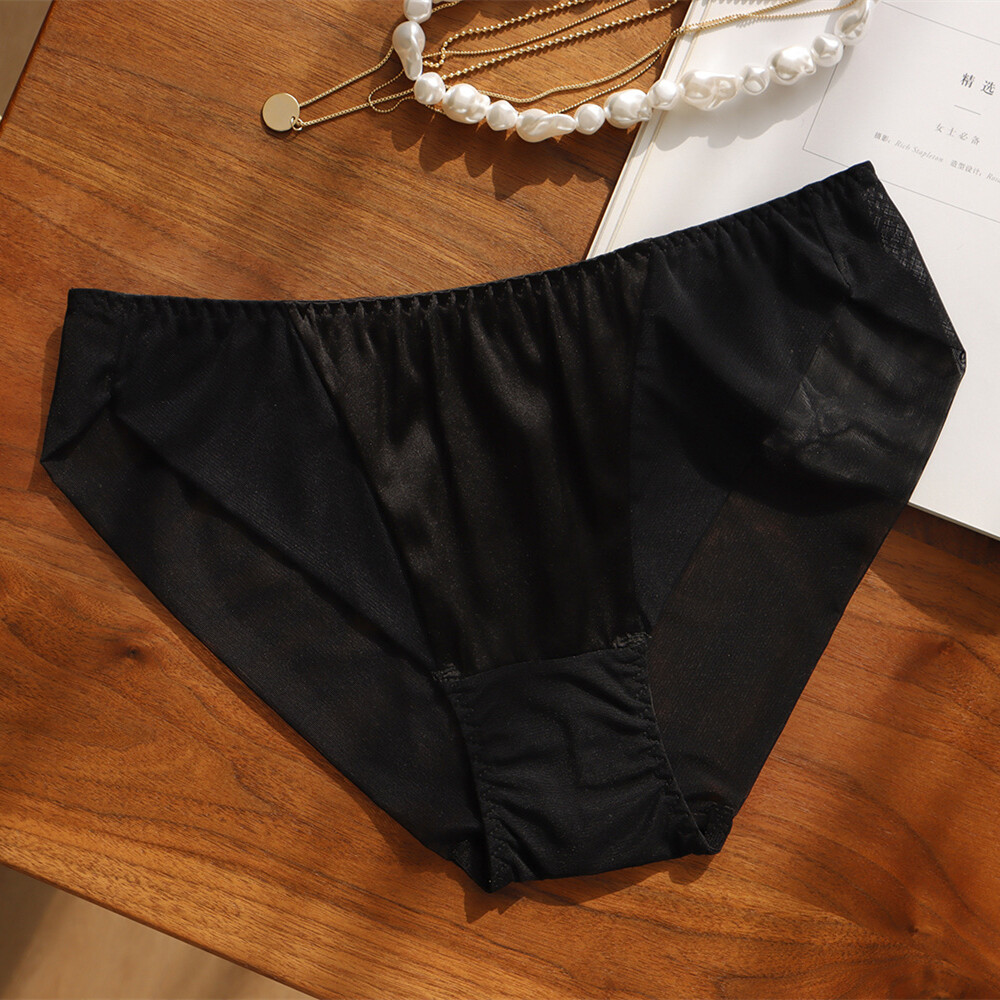 2pcs Women’s Underwear With Mesh 100 Mulberry Silk Stitching Sexy Briefs Classic