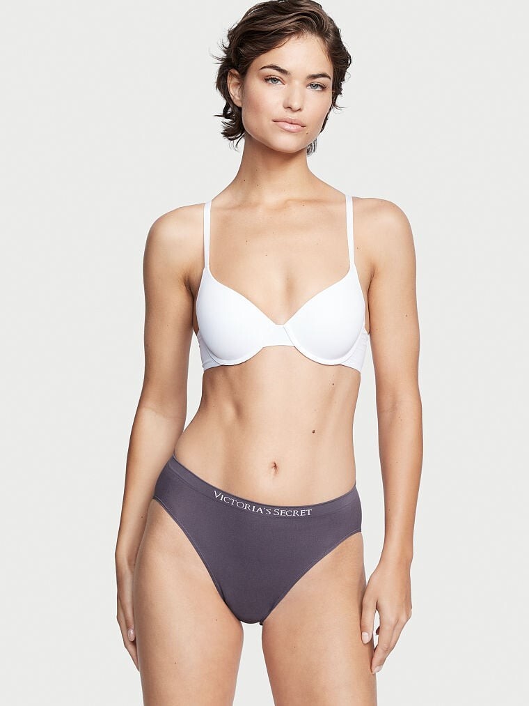 S Grey SEAMLESS NO SHOW FULL COVER Victorias Secret High Leg Waist Brief Pantie