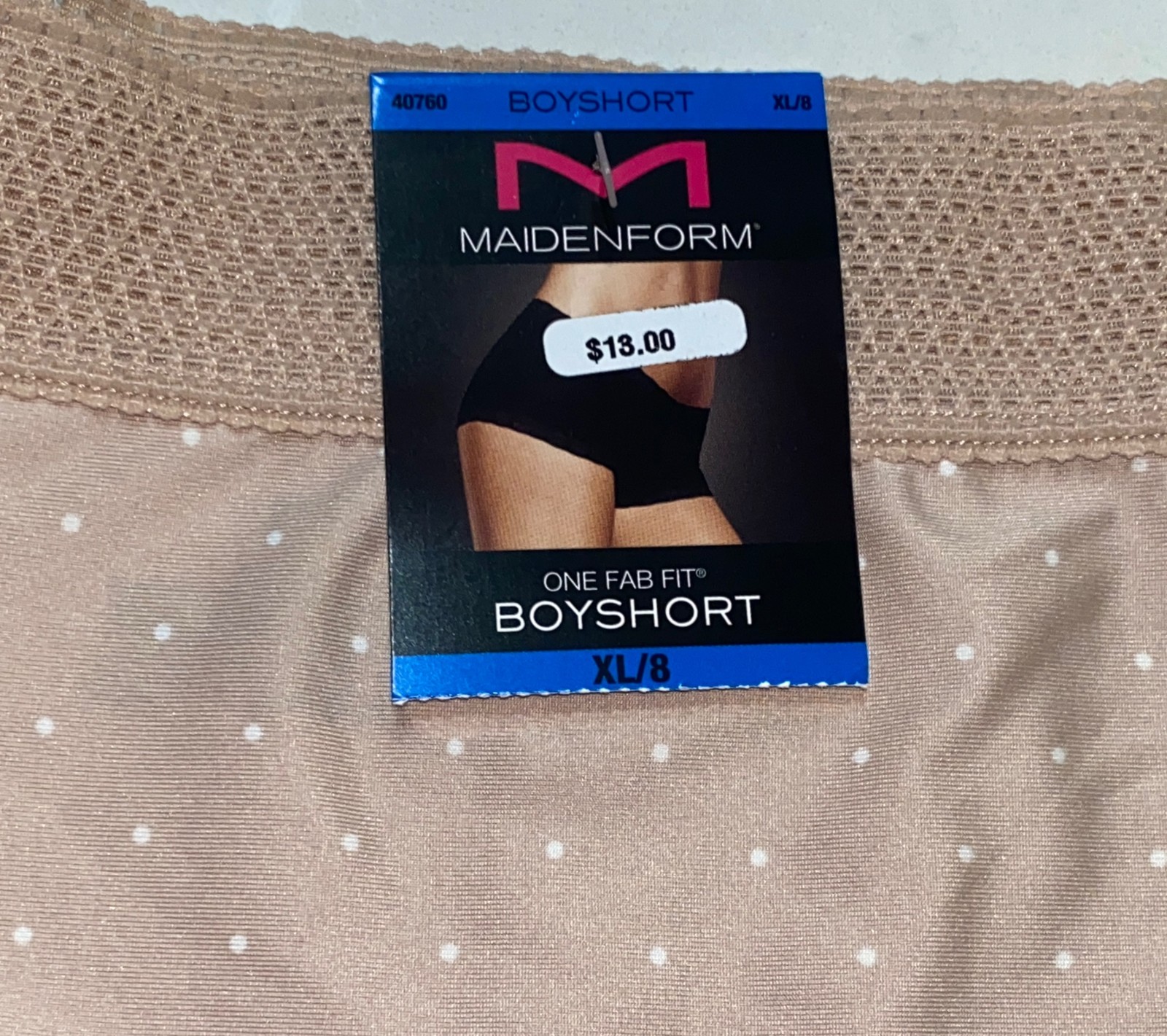 MAIDENFORM One Fab Fit Micro Dot Paris Nude Boyshort Panty Womens S M L XL 2XL