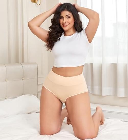 Plus Size Underwear for Women XL-5XL Cotton High Waist XX-Large Plus 4 Nude