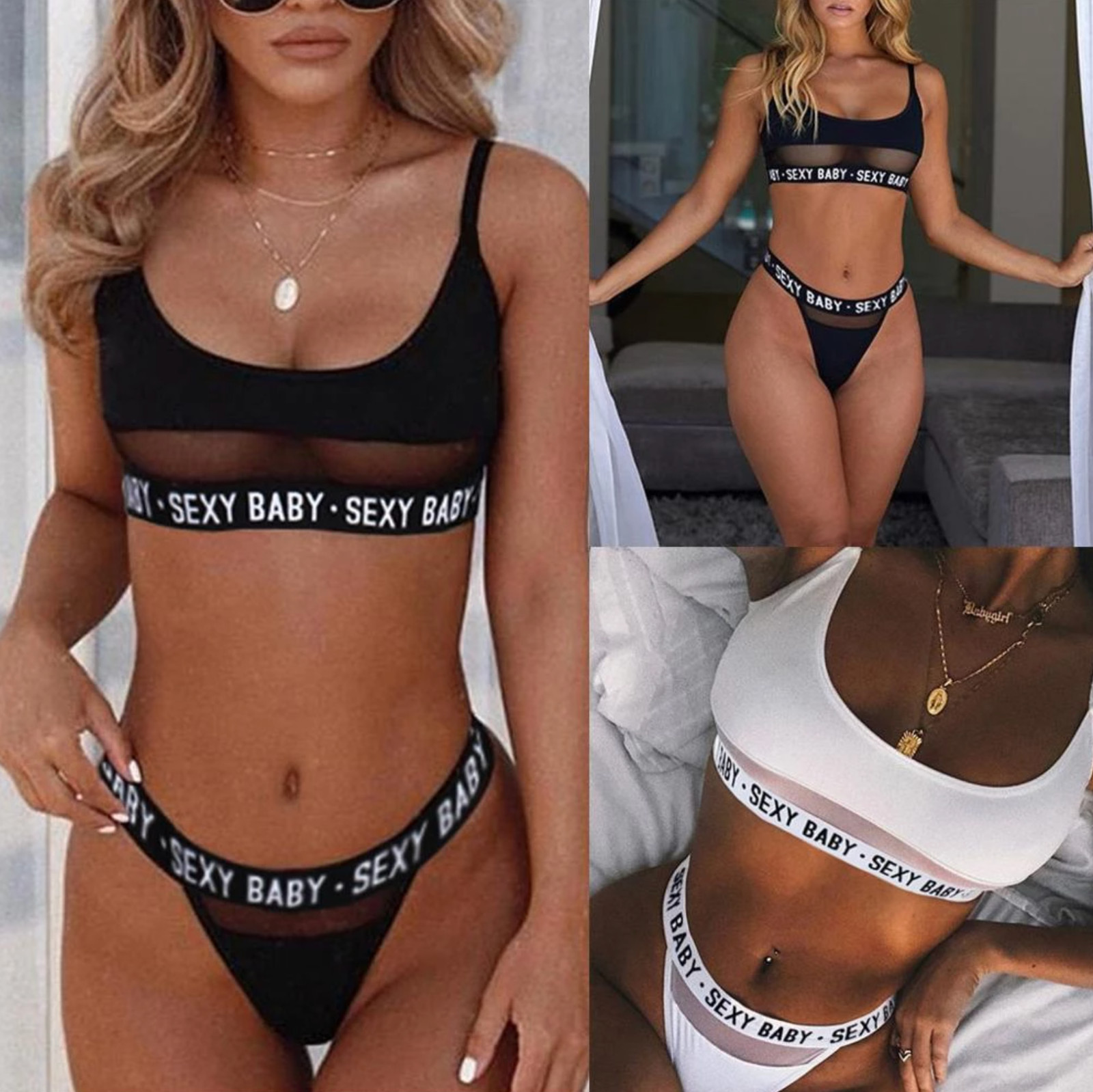 Women Sexy Lingerie Two Piece Lace Bra and Panty Set Babydoll Sleepwear Outfits