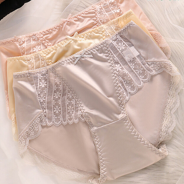 5PCS/LOT Sexy Womens Silky Satin Panties Brief Ladies Lace Underwear Lingeries