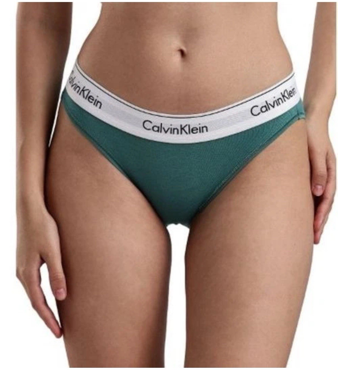 NWT Calvin Klein F3787 “Modern” Logo Cotton Bikini, Teal (030)