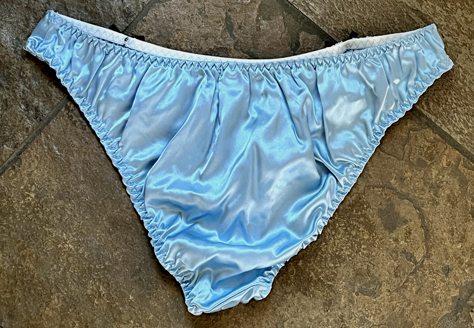 1124 Shiny Blue 8/XL Soft Hi Shine Second Skin SATIN Tanga Panties #SR107 NWOT