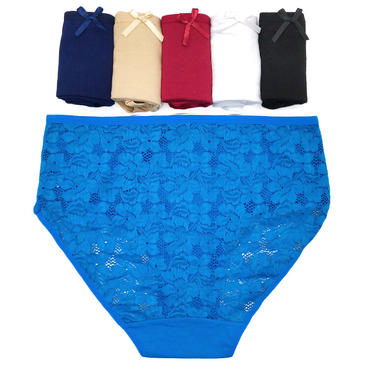 Womens Cotton Lace Briefs Midi Maxi High Waist Knickers Plus Size Soft Comfort