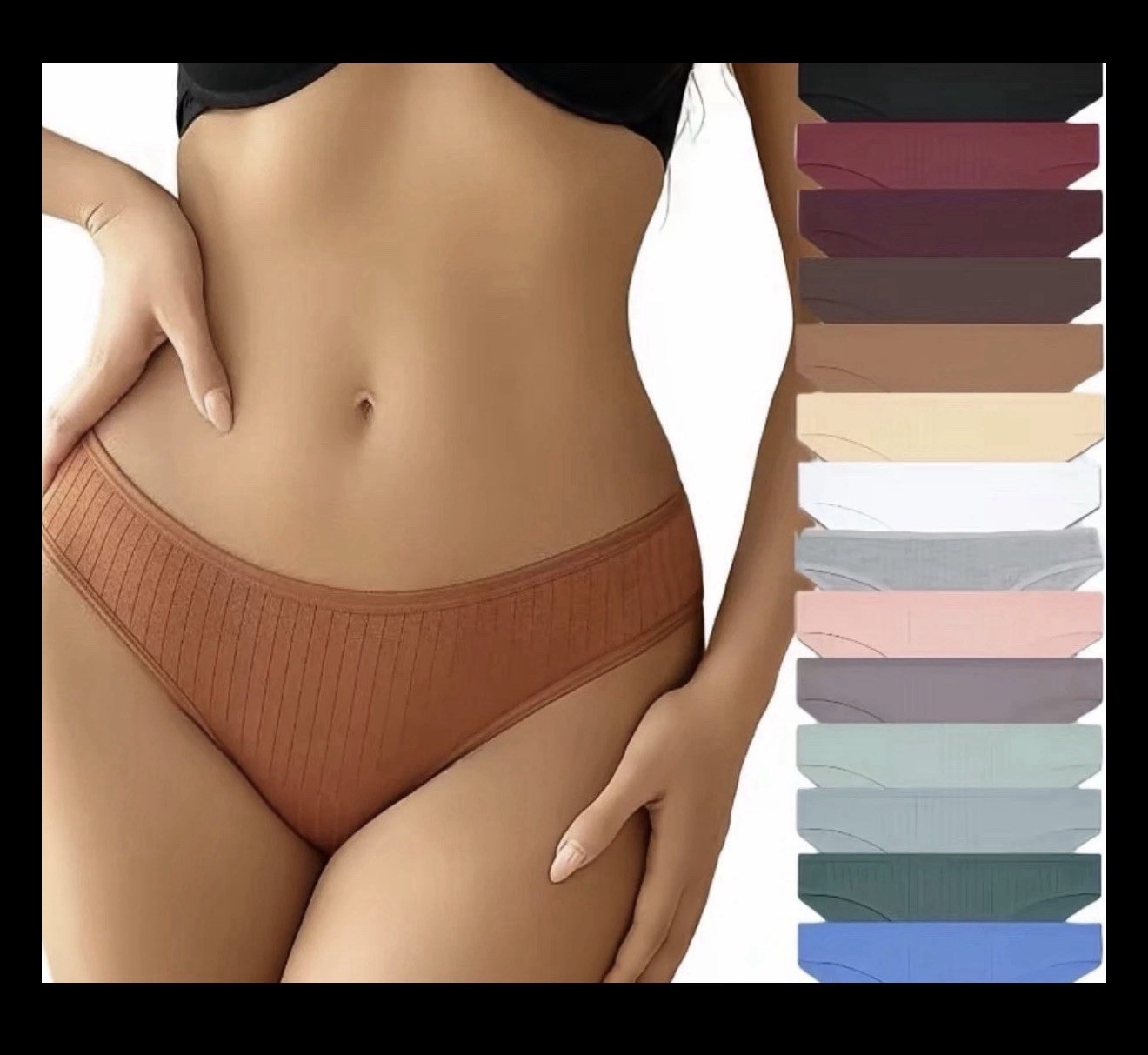 Brown Multicolor Knit Bikini Panties Stretch Women’s Regular Size M 12 pack