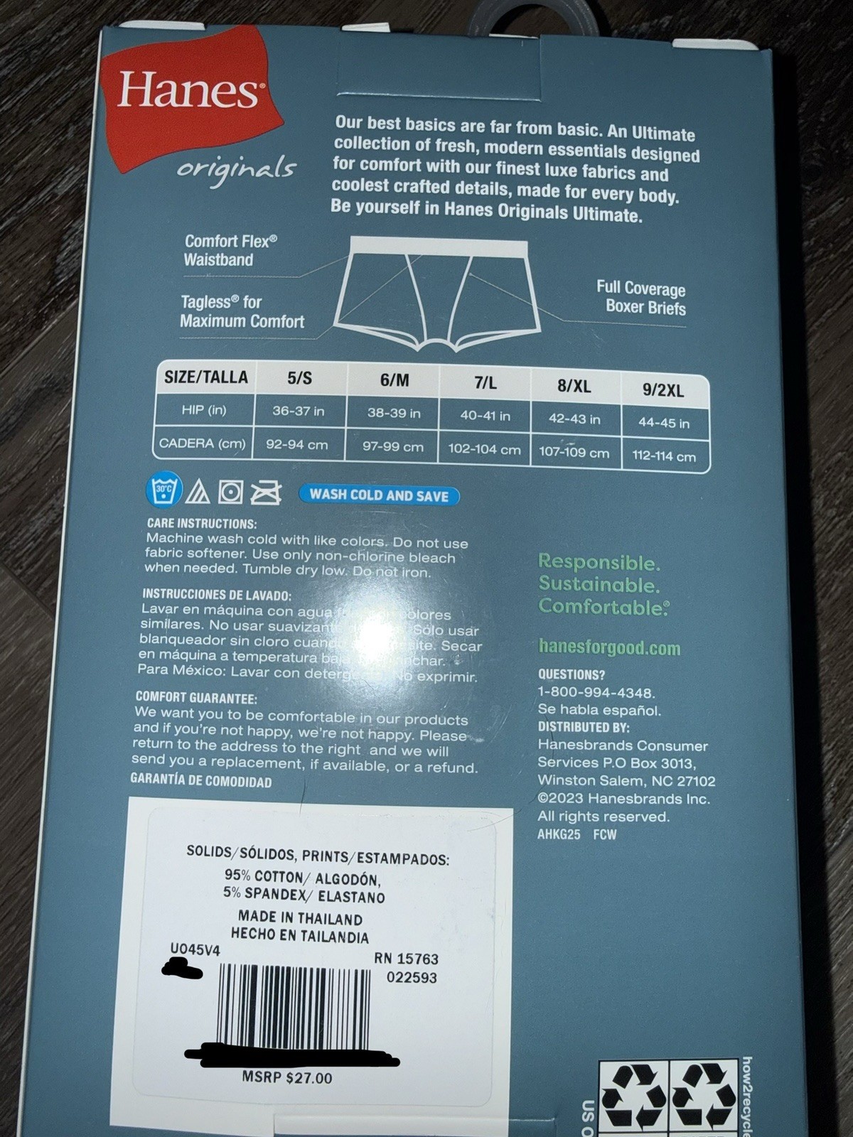 Hanes Ultimate 4-Pair Womens Boxer Brief Underwear Panties Cotton Originals ~ M