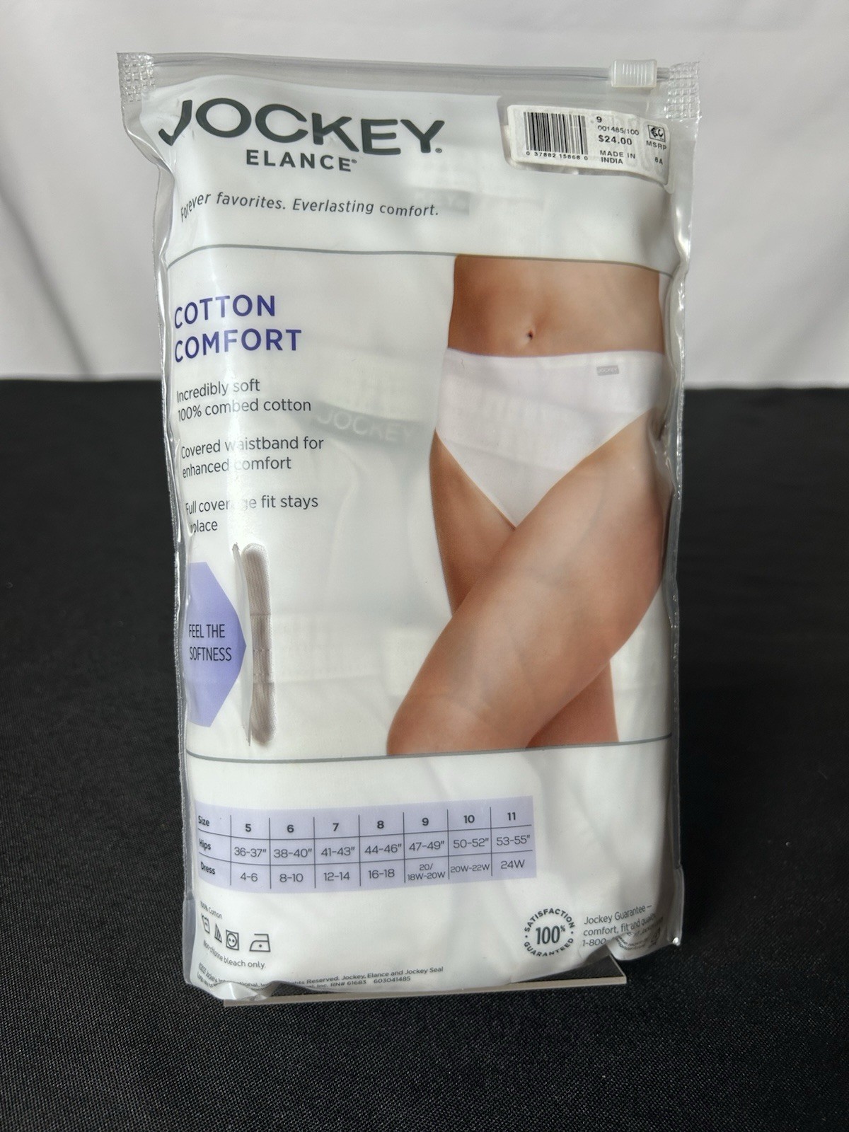 Jockey Elance Women’s French Cut Underwear – Size 9 – White – 3-Pack